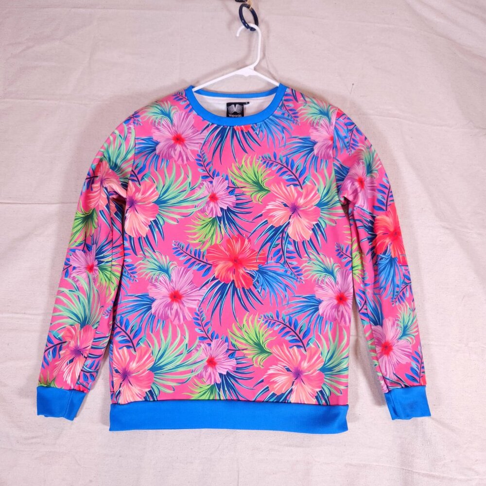 Vapor95 Floral Sweatshirt Mens Large Long Sleeve Adult Unisex Colorful Pullover